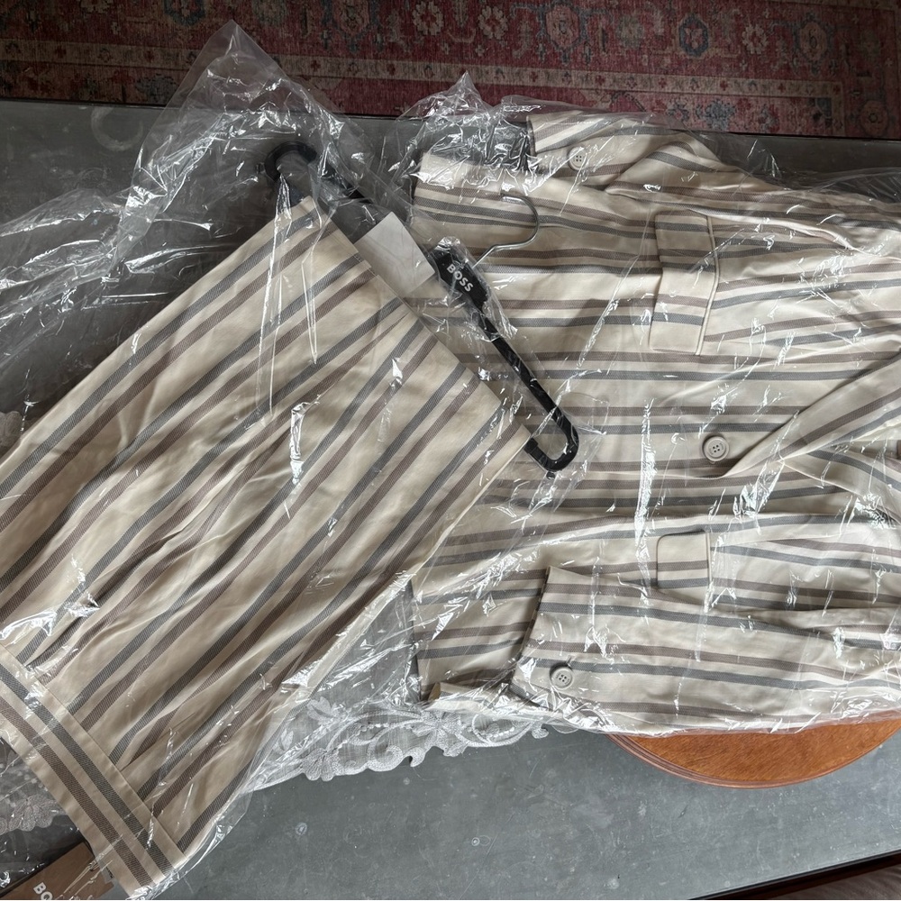 Boss Cream and Gray Striped Pantsuit - Picture 2 of 2